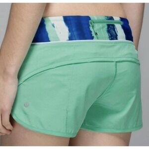 Lululemon Run Speed Shorts Brush Strokes Harbor Blue Menthol Green women 8